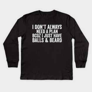 Bearded Man: Balls & Beard Kids Long Sleeve T-Shirt